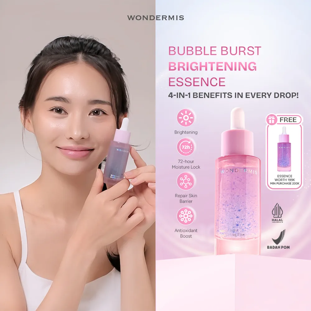 WONDERMIS Bubble Burst Brightening Essence 30 ml Brightening Soothing Glowing Skin Barrier Niacinamide Vitamin E Panthenol Untuk Semua Jenis Kulit Sensitif