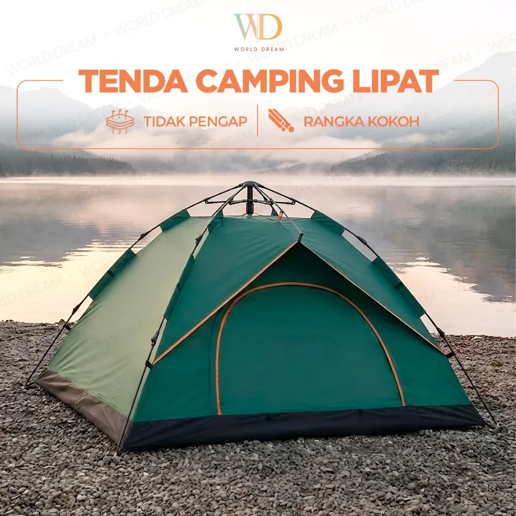Worldream Tenda Kemping Kapasitas 2-4 Orang Tenda Otomatis Outdoor & Indoor Tenda Gunung