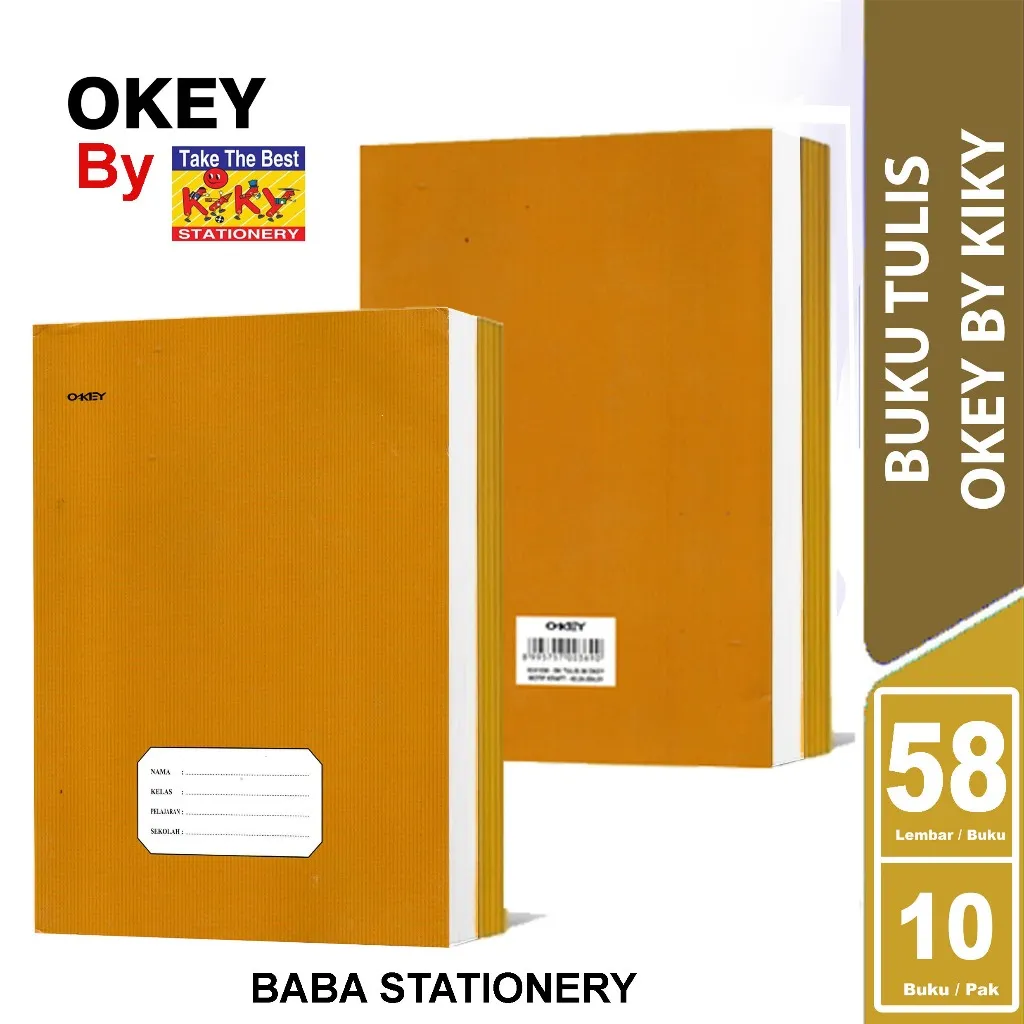 Buku Tulis Okey 58 Lembar 1 pck isi 10 Buku /SAMPUL CRAFT / Sampul Coklat Kraft Kertas Kantor Paper Stationery