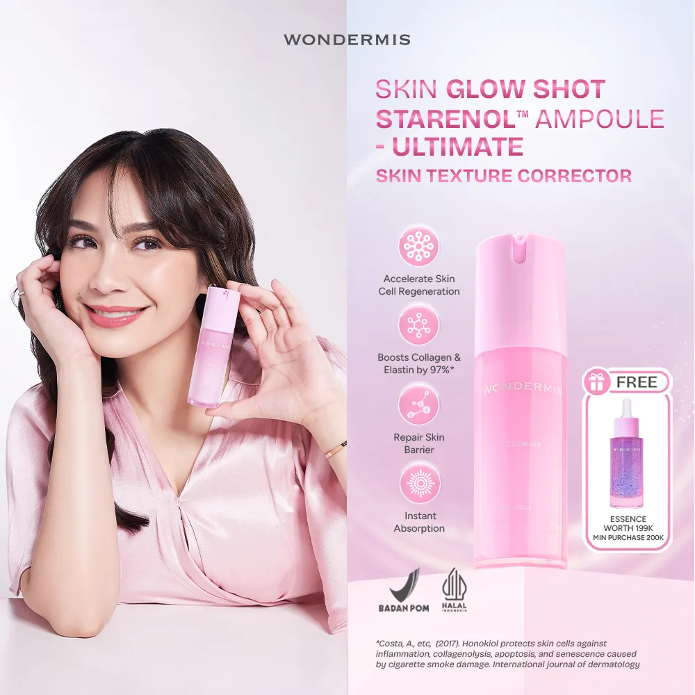 WONDERMIS Skin Glow Shot Starenol™ Ampoule - Ultimate 22 ml Exfoliating Brightening Anti Aging Anti Acne Centella Asiatica Serum Aman Kulit Sensitif Retinol Vitamin C Microneedle Cica Madecasosside