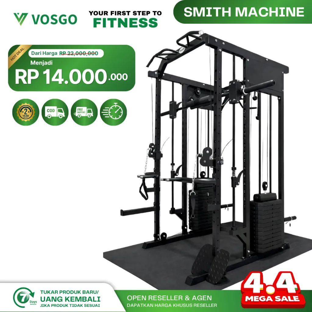 Alat Fitness Smith Machine Squat Rack Multifungsi Home Gym Vosgo