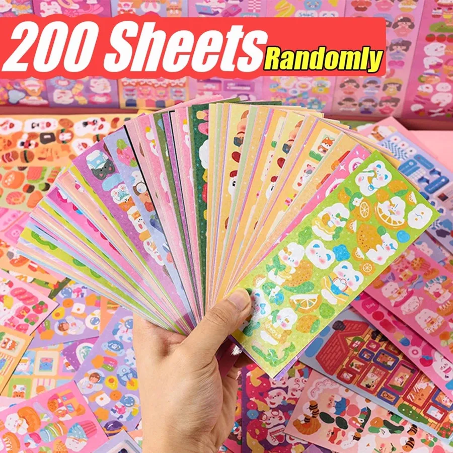 [COD] 200 lembar/100 lembar/50 lembar Berbagai Kartun Shiny Stiker Set Mahasiswa Hias DIY Bahan Stiker Lucu