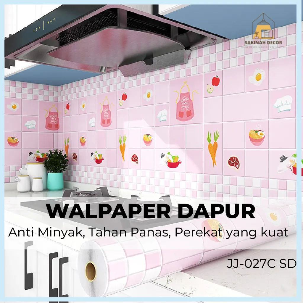Wallpaper Stiker 60cm x 3m Dinding Dapur Anti Minyak / Air 027C-SD