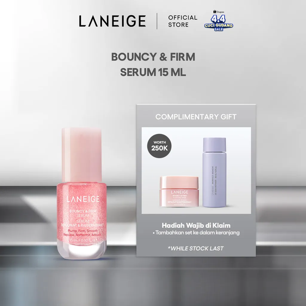 LANEIGE Bouncy & Firm Serum 15 mL - Slow-Aging Serum, Serum Wajah, Kulit Kenyal & Kencang