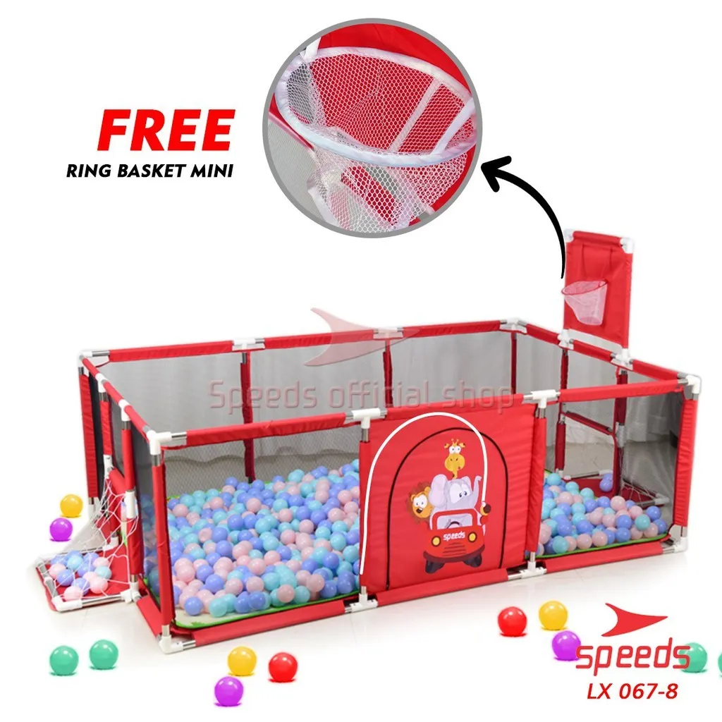 SPEEDS Kolam Mandi Bola Keranjang Mandi Bola Mainan Tenda anak Playpen 067-8