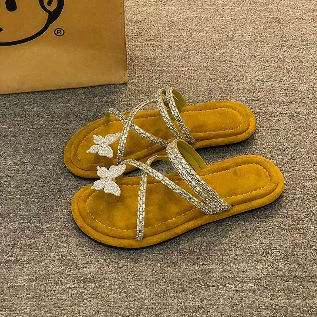 JIEHUA SANDAL - Sandal Wanita Korea Empuk Nyaman dengan Alas Bulu Lembut | Model Cantik Elegan untuk Santai & Sehari-hari