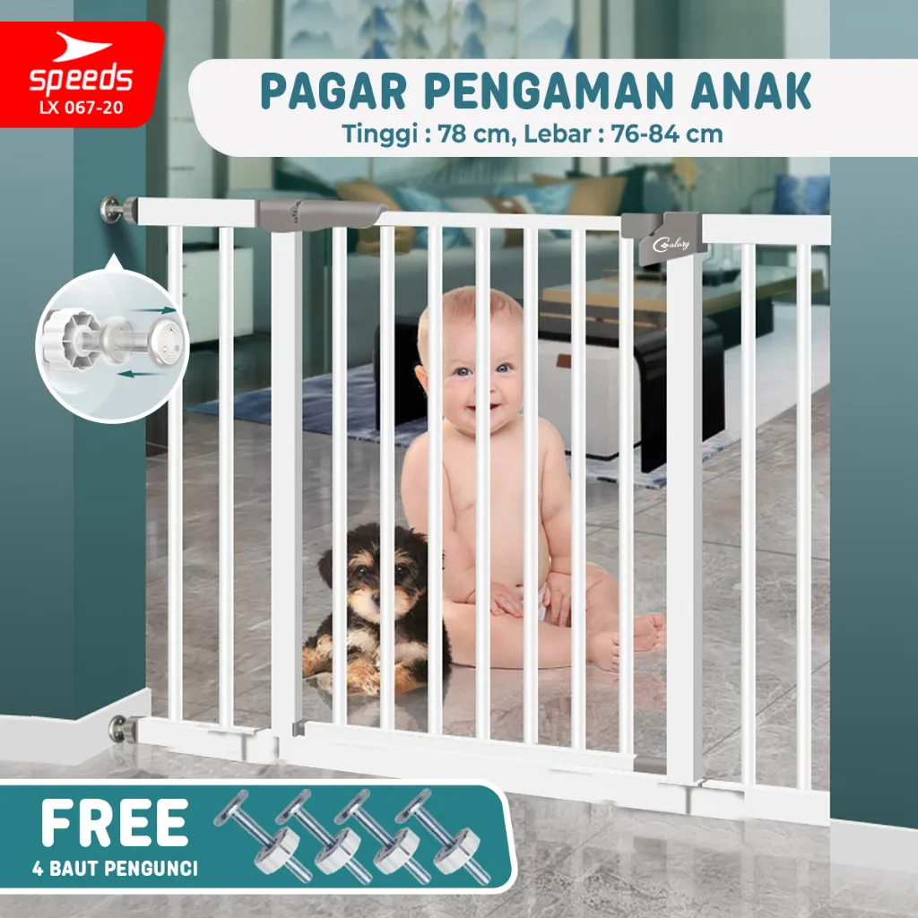 SPEEDS Baby Safety Gate Pagar Pintu Bayi Pagar Pengaman Bayi Pembatas Bayi Anak Tangga Dapur Kamar Mandi Safe Gate 067-20