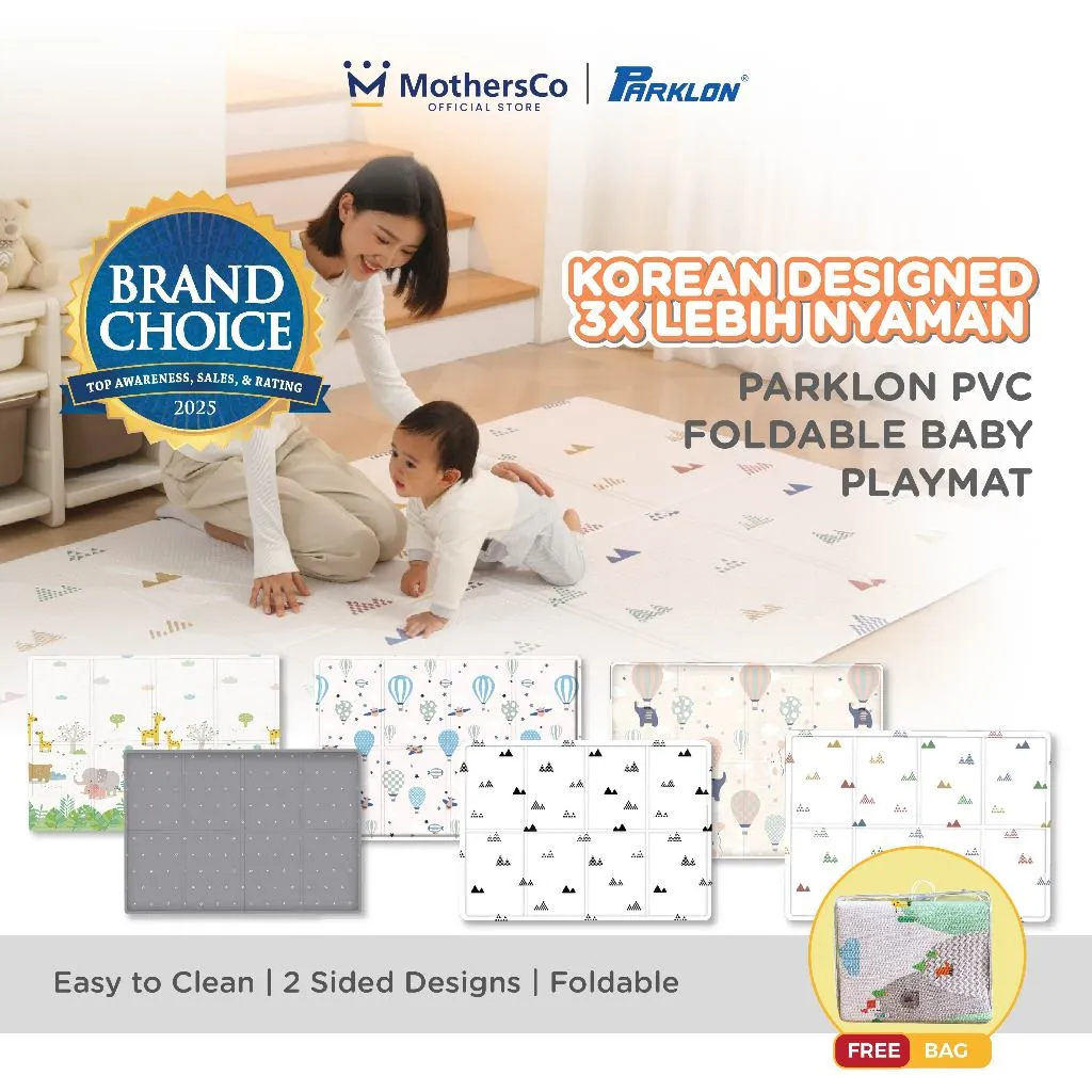 Parklon PVC Fold Playmat 130x190/140x230 cm Double Side | Playmat Lipat | Matras Karpet Lantai Bayi Korea | Matras Bayi | Bayi Playmat | Karpet Lantai
