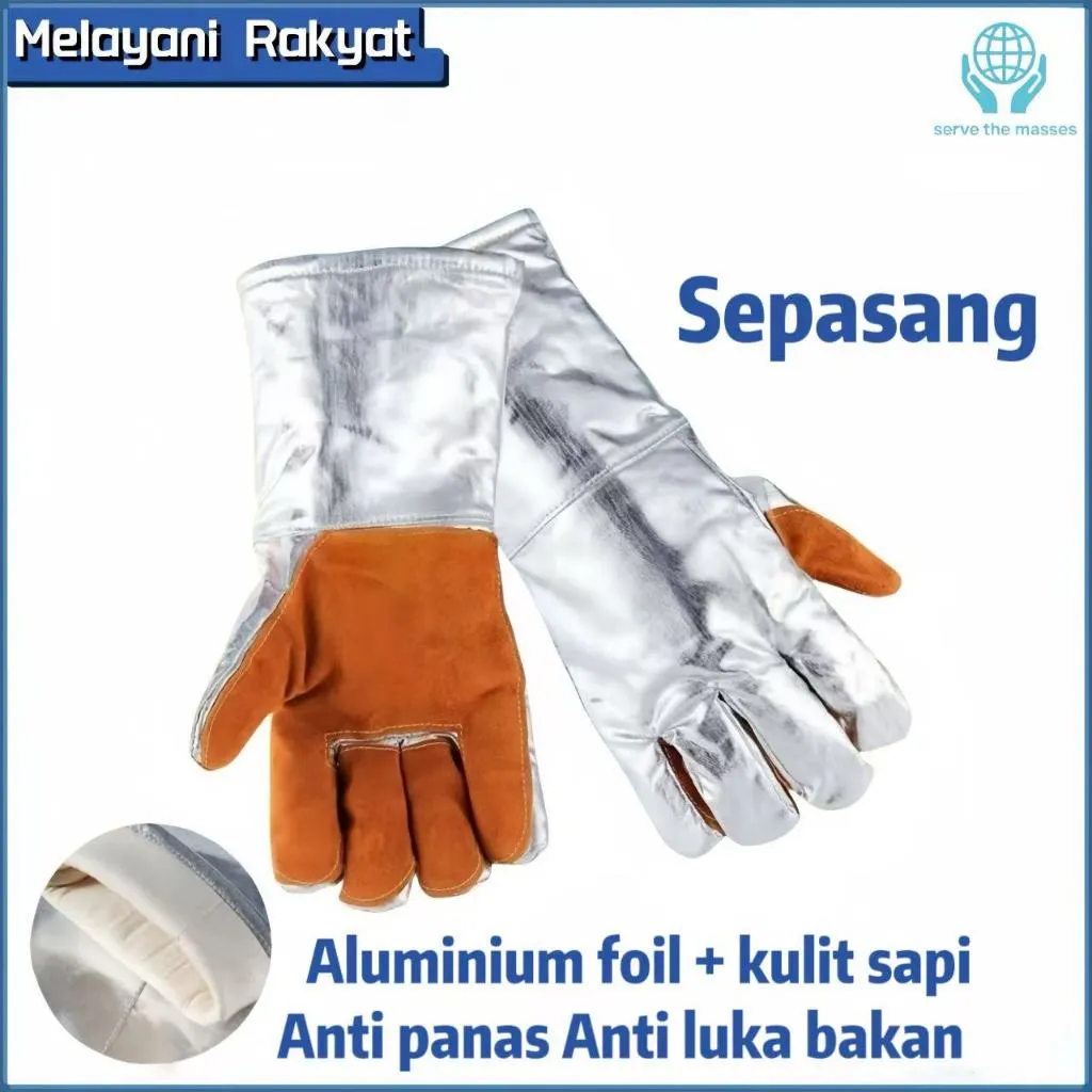 Sarung Tangan Safety 1000C Anti Panas Api & Potong Alumunium Tahan Api Anti Ngeret