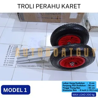 Transom Launching Wheel Trolley Perahu Karet & Kayak / Ban Troli Perahu Karet