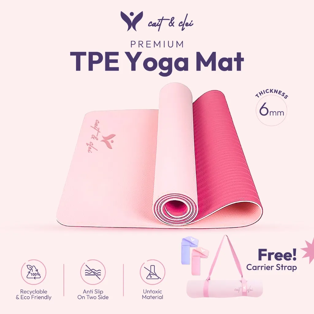 CAIT & CLEI - Matras Yoga TPE Anti Slip Premium Anti Allergy Matras Olahraga Tebal 6 mm
