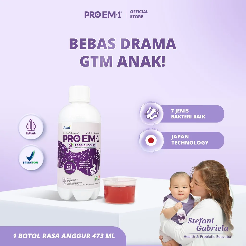 PRO EM1 Rasa Anggur 473ml | Suplemen Probiotik | Anak Dewasa Lansia | Imun | Maag | Gerd | GTM