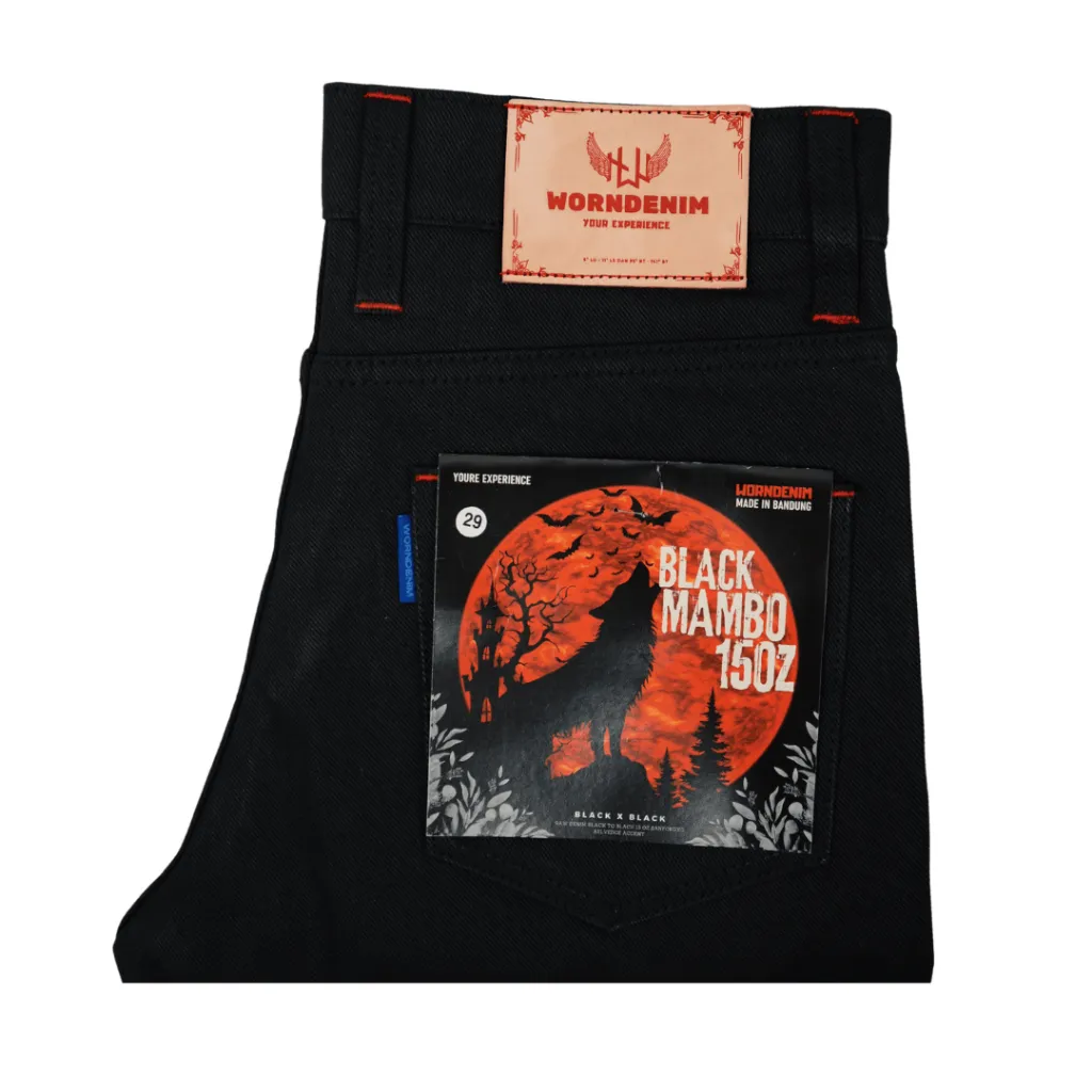 WORNDENIM Black Mambo Raw Denim 15 Oz Slimfit Redline Selvedge Accent