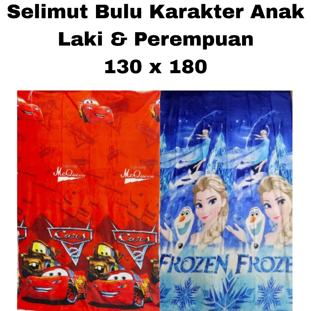 Selimut Bulu Halus Karakter Tebal Motif Anak Laki Perempuan Dewasa Laris Murah Berkualitas Ukuran 130 x 180
