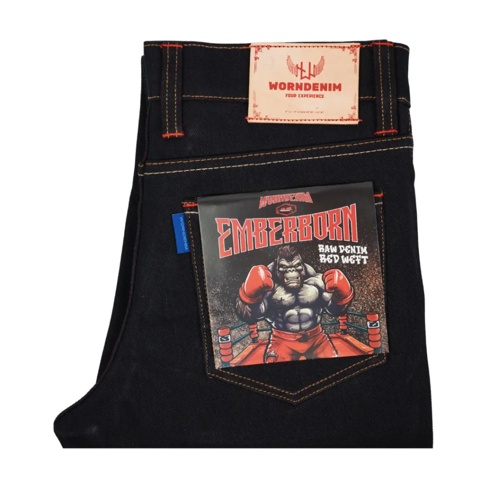 WORNDENIM Emberborn Series Indigo Xred Raw Denim 16 Oz Hidden Arcuate Buttonfly Sanforized SlimStright