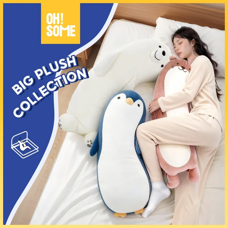 OHSOME  Boneka Penguin Tiduran Plush Toy Mainan Penguin Mewah Yang Lucu Hadiah Ulang Tahun Boneka Penguin 80CM