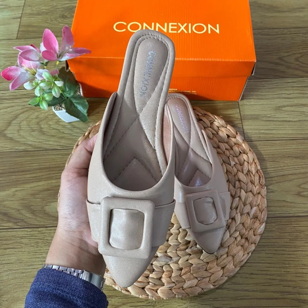 sandal mules wanita bustong flat slip on teplek BG (NORMAL  SIZE)