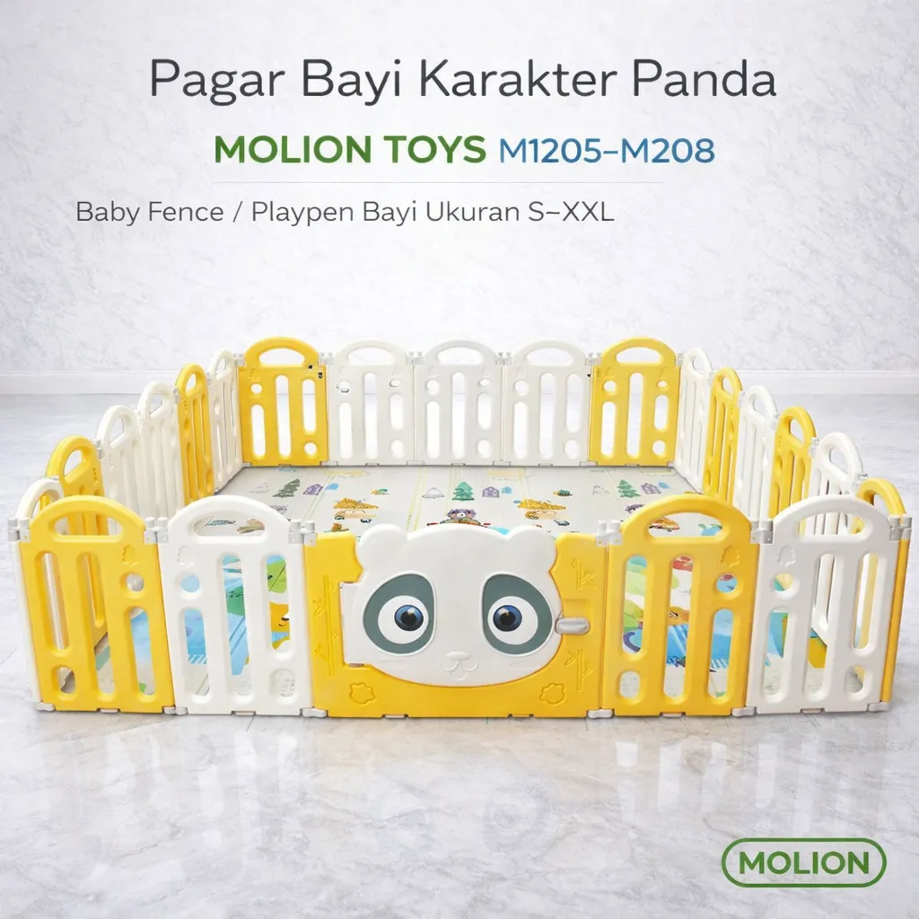 Pagar Bayi Karakter Panda MOLION TOYS M1205–M1208 – Baby Fence / Playpen Bayi Ukuran S–XXL Kokoh & Aman