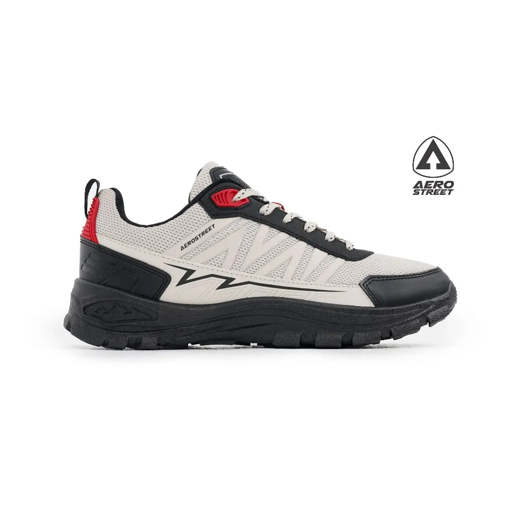 Aerostreet Trex Outdoor Shoes Unisex Hitam/Krem/Merah sepatu Boots Pria Wanita Sporty Aktivitas trekking hiking gunung Ringan Empuk Tidak Licin