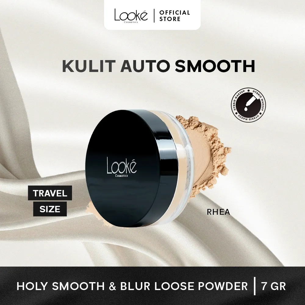 Looke Holy Smooth & Blur Loose Powder Rhea - Travel Size 7g - Bedak Tabur Matte/Menyamarkan Pori & Oil Control/Natural Beige