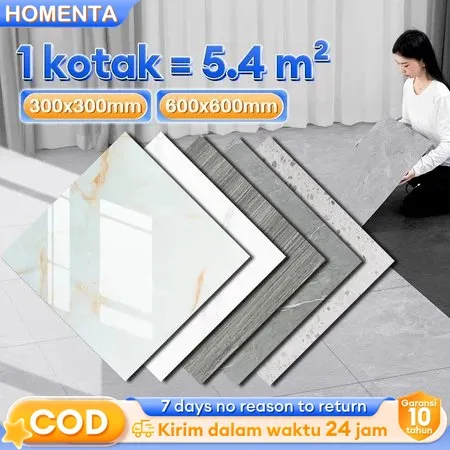 1BOX(40 Pcs/15 Pcs) Sticker Lantai Model Cermin60*60cmVinyl Lantai Ubin Lantai kayu parquet Dengan Lem