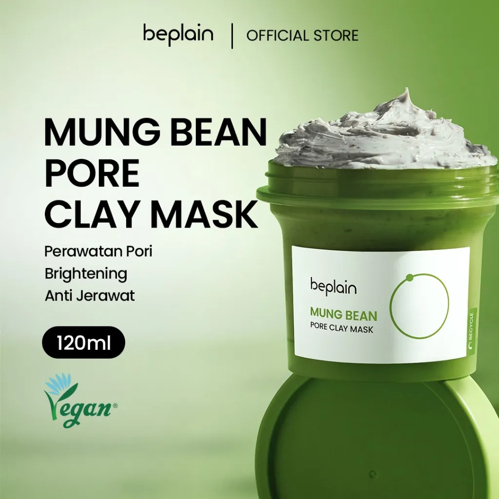 BEPLAIN MUNG BEAN PORE CLAY MASK 120ml | Wash Off Mask – Perawatan Komedo & Whitehead & Jerawat
