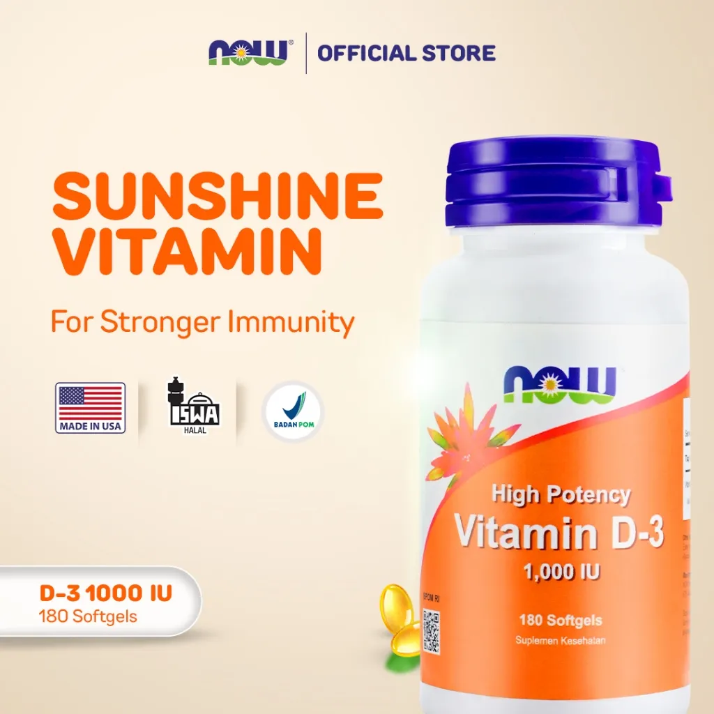 NOW Supplements, Vitamin D-3 1000 IU, 180 Softgels