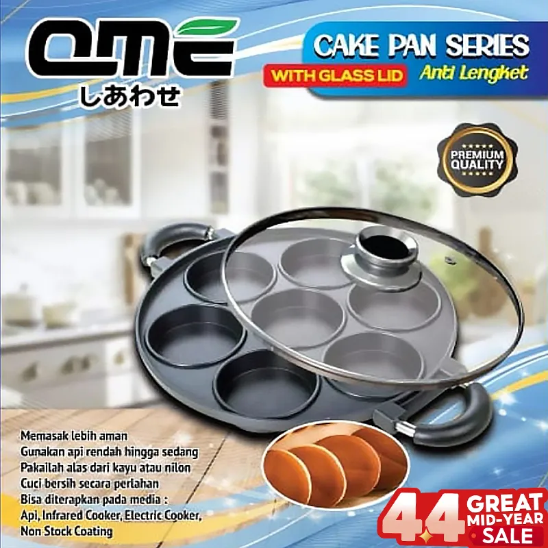 QME-Cetakan kue teflon anti  lengket 7/8 Lubang snack maker pan