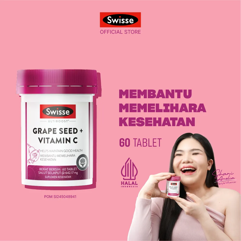 Swisse Ultiboost Grape Seed + Vitamin C 60s - Multivitamin untuk Mendukung Kulit Berseri
