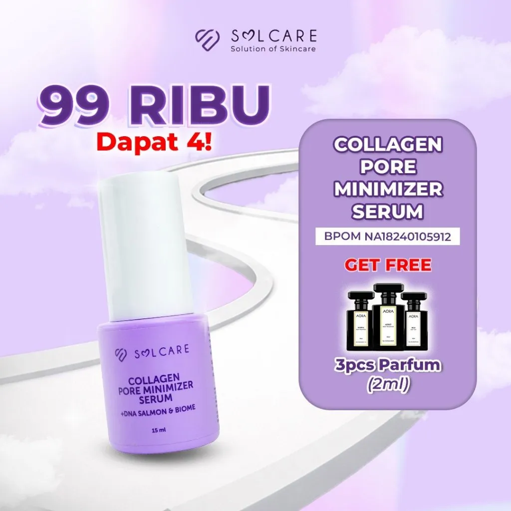 Solcare Collagen Pore Minimizer Serum + DNA Salmon & Biome – Serum Penghilang Bopeng & Pengecil Pori