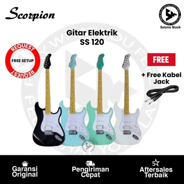 Gitar Elektrik Scorpion SS120 Strat Style HSS Original Varian Warna
