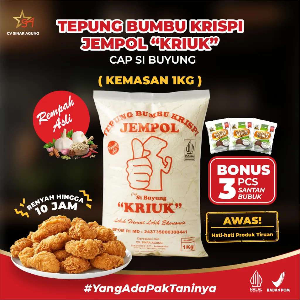 [1 KG] Kemasan Ekonomis 1 KG-Tepung Bumbu Jempol Crispy Serbaguna Si Buyung Renyah Gurih FREE BONUS