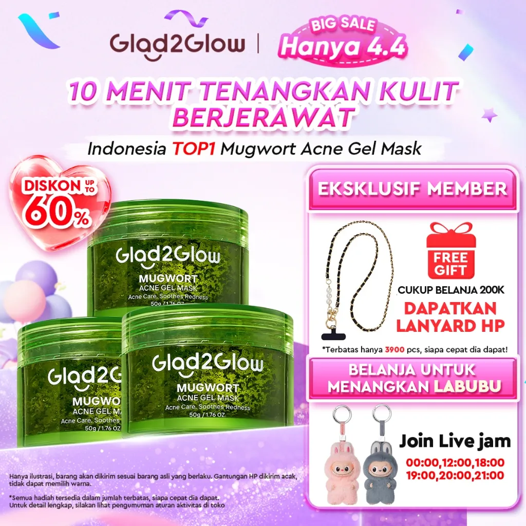 [100g NEW SIZE LAUNCH]Glad2Glow Advanced Mugwort Acne Gel Mask 50g/100g Masker Wajah Masker Komedo dan Pori Pori Wajah Masker Mask Sleeping Mask Sheetmask Clay Masker Jerawat Masker Clay Mask Mugwort Masker Hijau Masker Organik Gel Masker G2G wajaha
