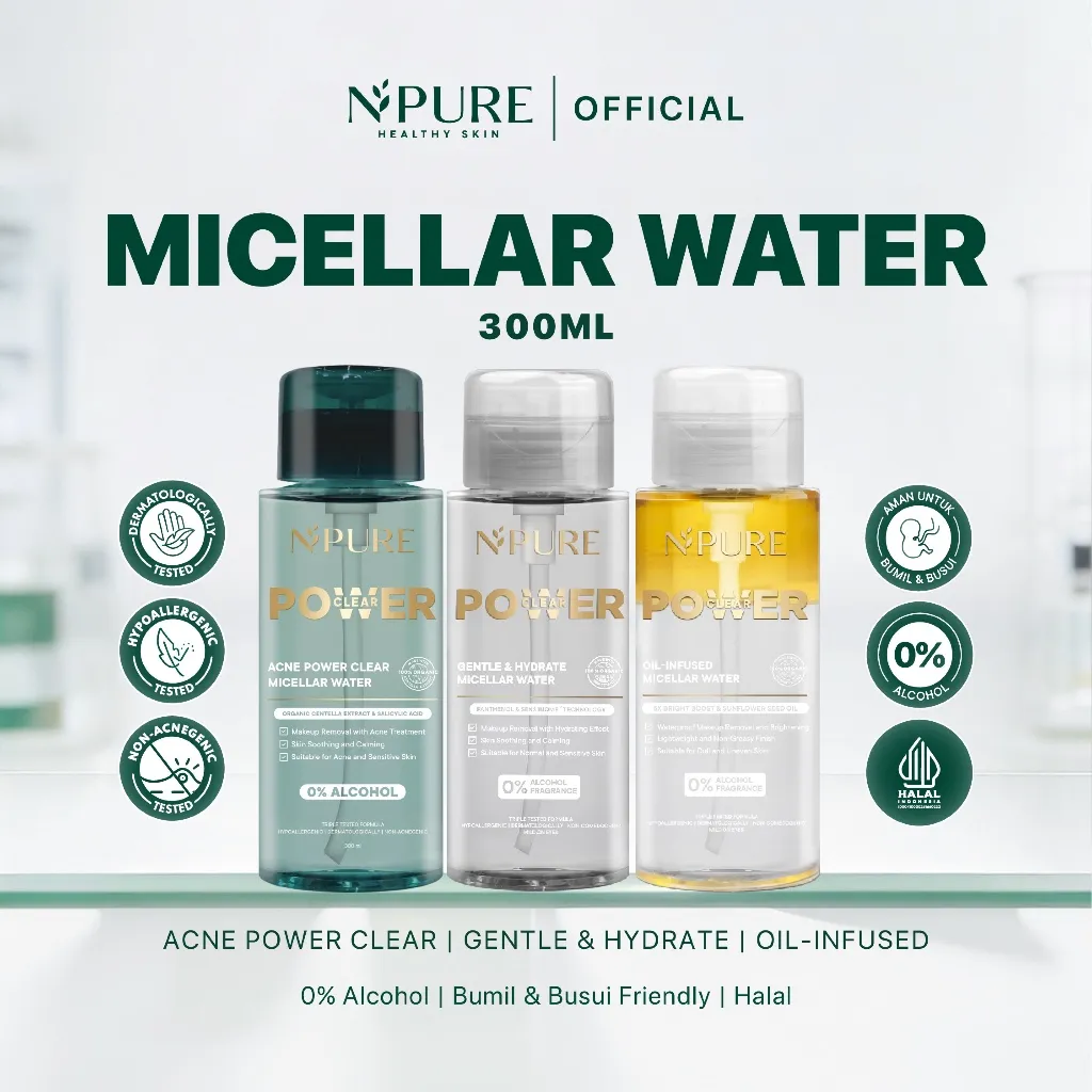 [SPECIAL AFF] MICELLAR ALL VARIANT - NPURE Acne Power Clear Micellar Water 300ML / Micellar No Alcohol / SLS Free