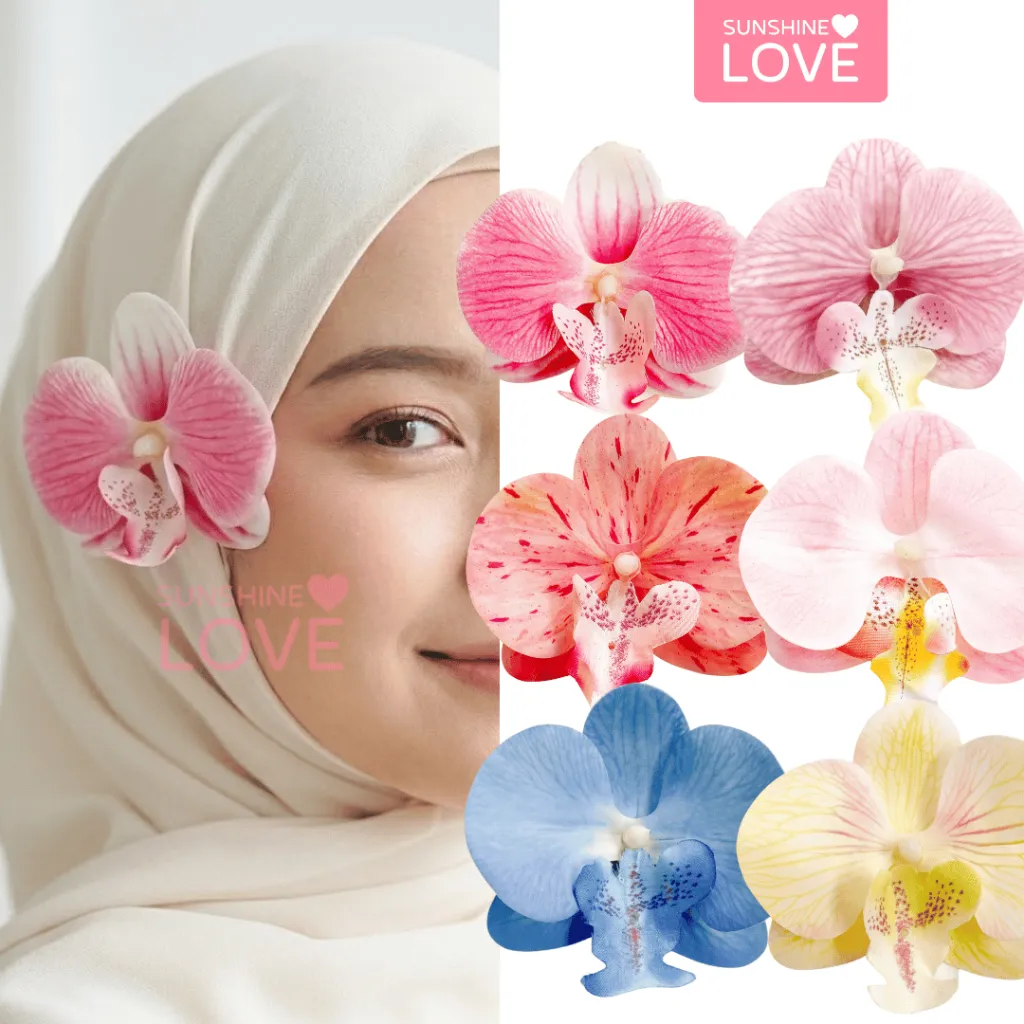 Sunshinelove- Orchid Hair Clip Hijab Accecories - Jepit Rambut Bunga Anggrek Aesthetic Wanita - Bros Bunga Anggrek Orchid Brooch