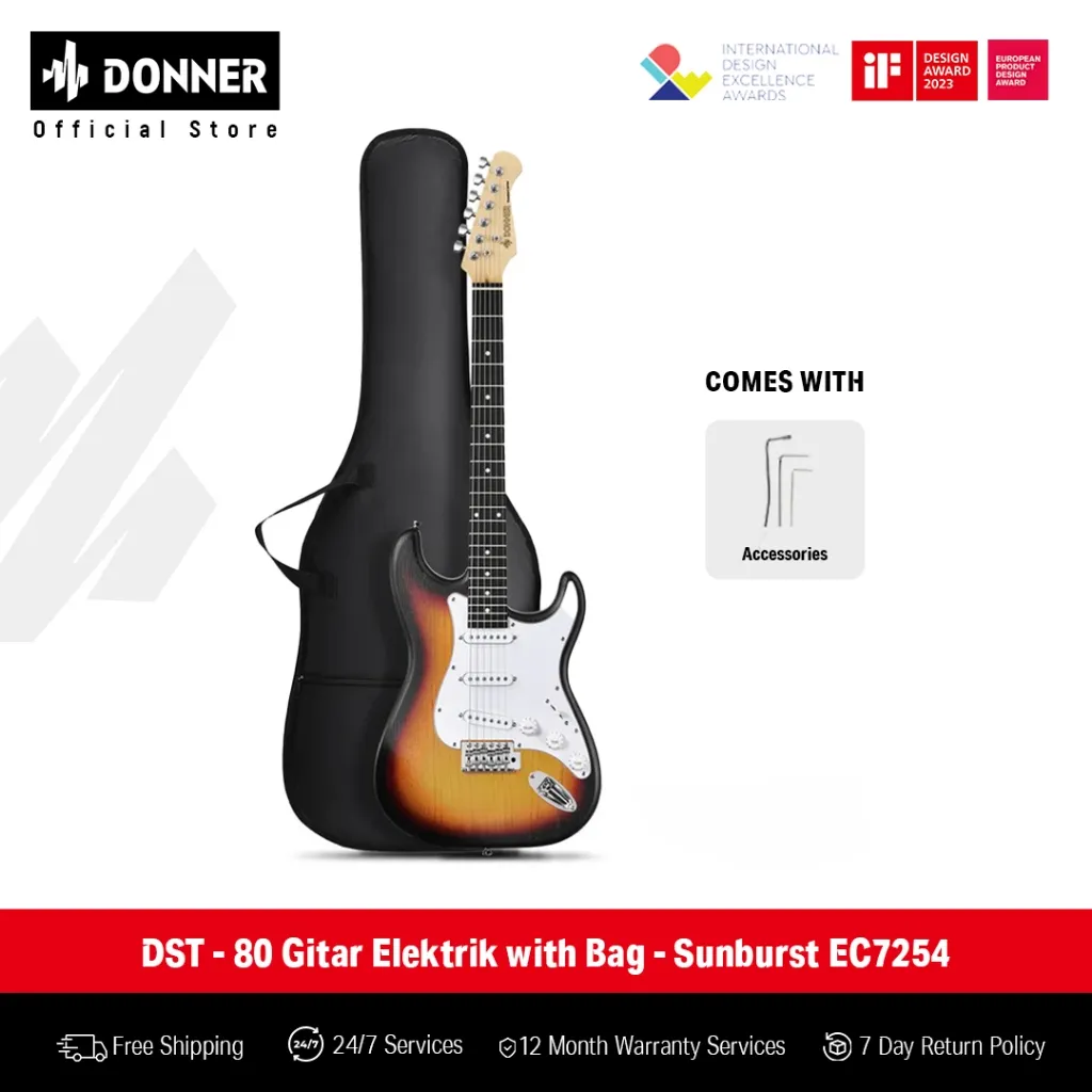 Donner DST - 80 Gitar Elektrik with Bag - Sunburst EC7254