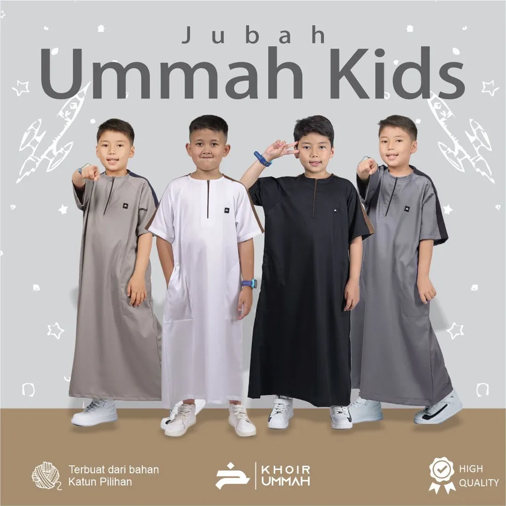 KHOIRUMMAH - Jubah Ummah Kids  / Gamis Anak Laki Laki / Jubah Anak Laki Laki Premium / Baju Jubah Anak Laki Laki / Gamis Anak Cowok