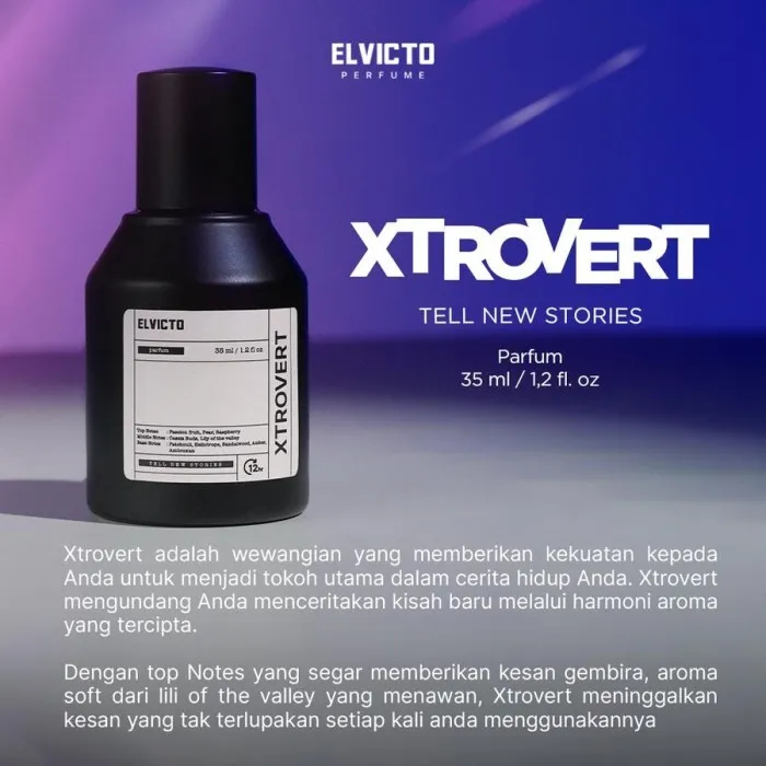 PROMO ELVICTO XTROVERT PARFUM 35ml / Extrait De Perfume / EDP / Parfum Pria Tahan Lama / Aroma Patchouli, Sandal Wood, Amber