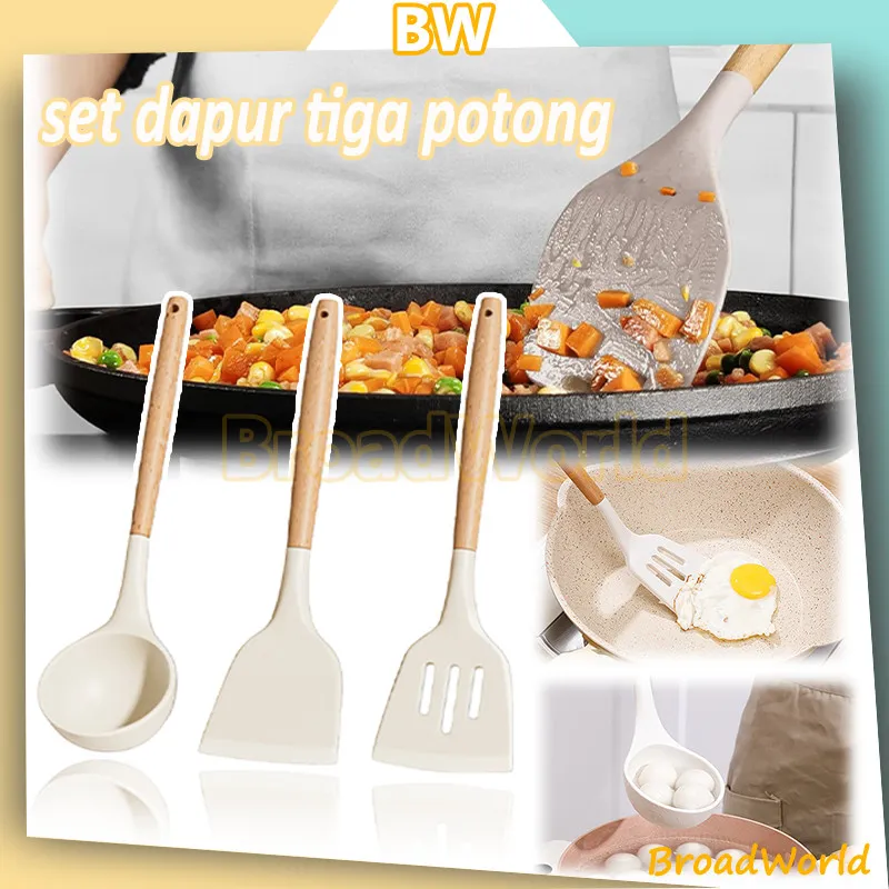 Silicone Utensil Set 3pcs /Set Alat Masak Silikon 3 Pcs Tahan Panas, Bebas BPA, Ramah Anti Lengket