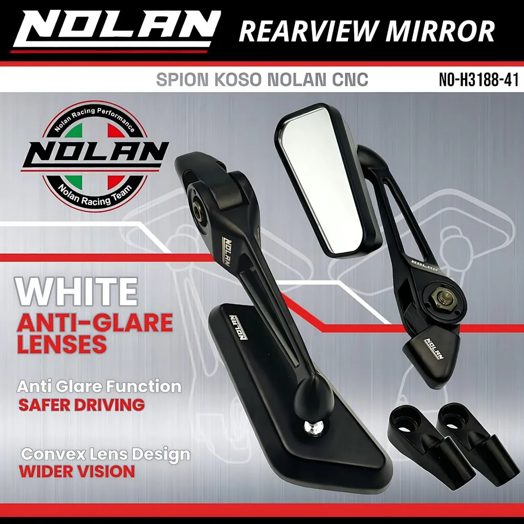 NOLAN Spion Koso H3188-41 Kaca Putih Bahan Full Aluminium Alloy Universal Motor