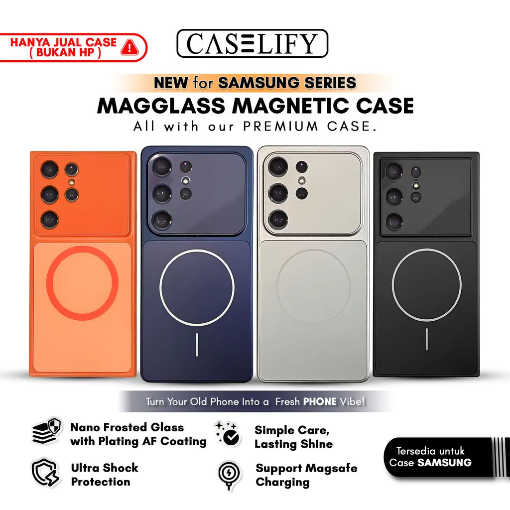 CASELIFY MagGlass Magnetic case untuk Samsung S23 S24 S25 S26 Ultra Plus casing