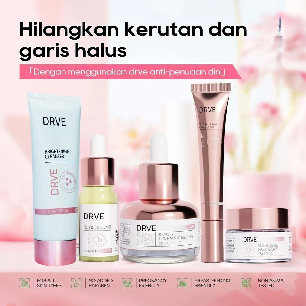 Drve Special Bundling glowing set Mengandung Niacinamide menghilangkan kerutan dan garis halus BPOM Mencerahkan