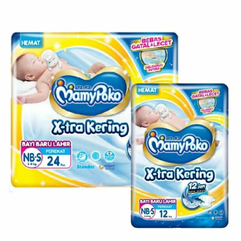 MamyPoko X-tra Kering  NB-S 44 | 24 | 12 - Popok Perekat Bayi Baru Lahir | Newborn Popok Mamy Poko NBS 24