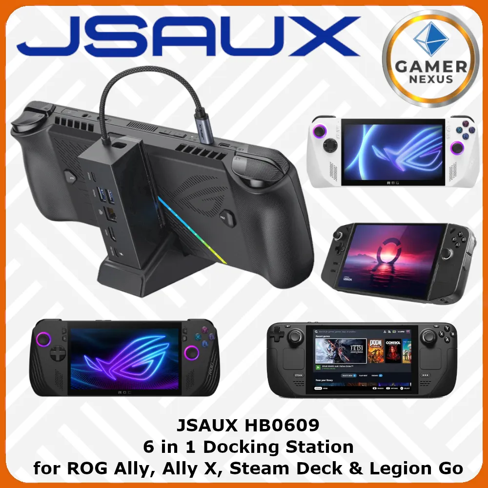 JSAUX HB0609 6 in 1 ROG Ally X Docking Station ROG Ally USB HUB Steam Deck Docking Legion Go