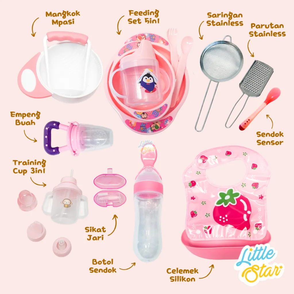 LS 17in1 Feeding Set Paket Lengkap Alat Makan Perlengkapan Mpasi Newborn Baby Food Maker Penghalus Penghancur Makanan Bayi