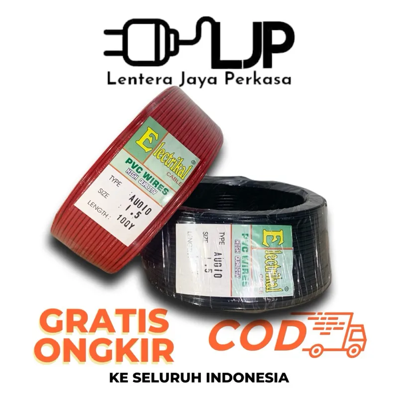Kabel NYA ELECTRIKAL Audio Listrik Kawat Tunggal 1,5 1 Roll 100 Yard Hitam dan Merah