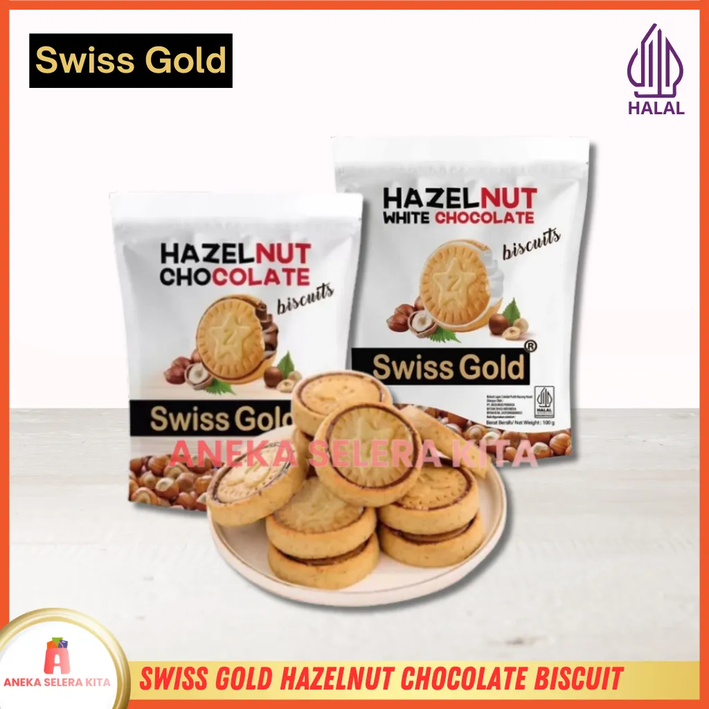 Swiss Gold Hazelnut Chocolate & White Chocolate Biscuit / Hazelnut Coklat Biskuit 100gr