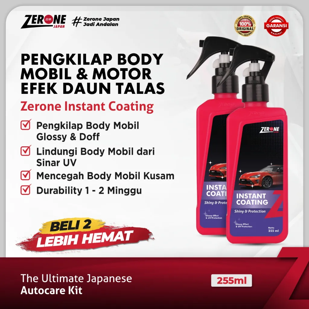 Zerone Japan Kit Pengkilap Body Mobil Motor Graphene Hybrid Instant Coating Nano Ceramic Kilap Premium