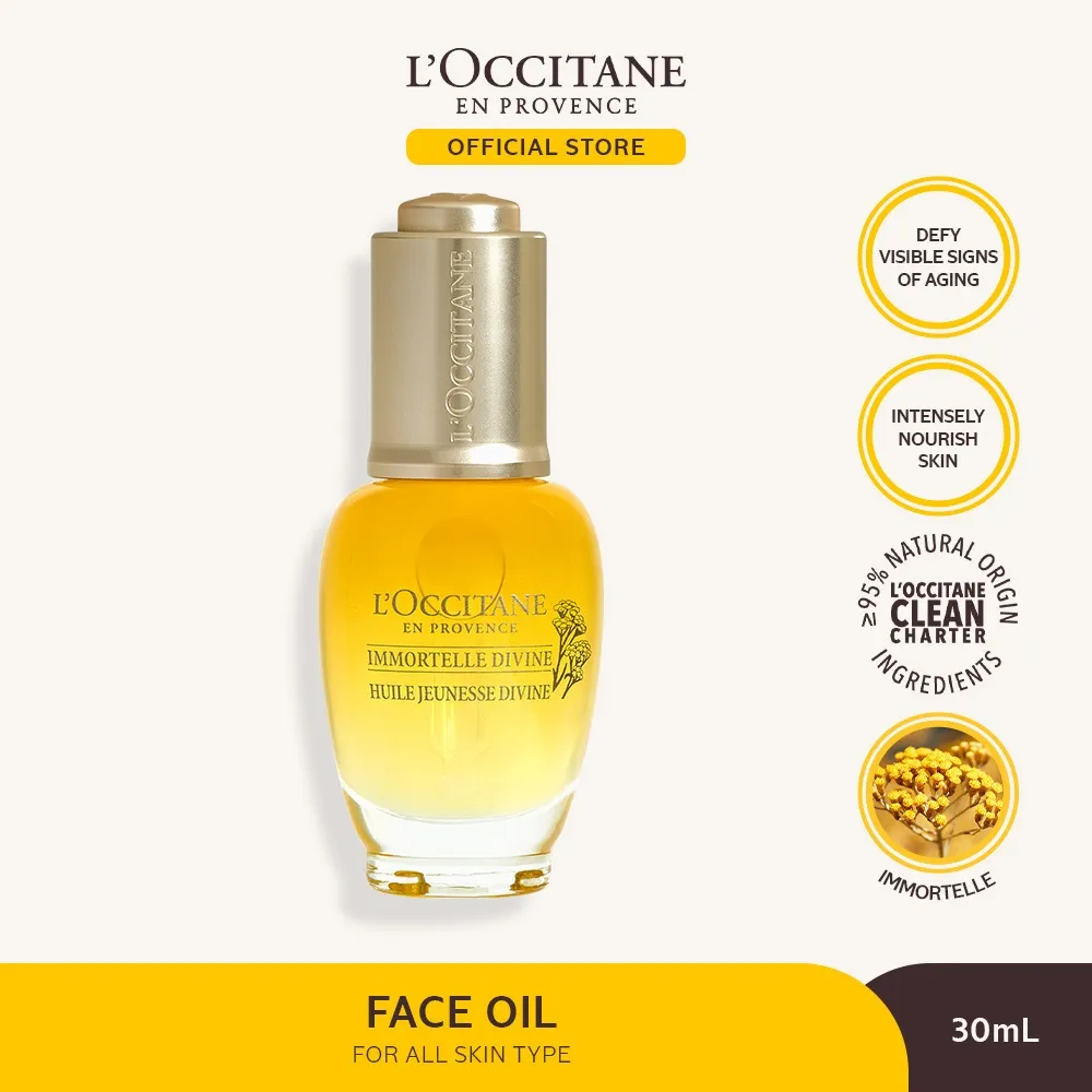 L'Occitane Immortelle Divine Youth Oil 30ml - Face Oil Minyak Wajah Anti Aging Meningkatkan produksi Collagen Wajah