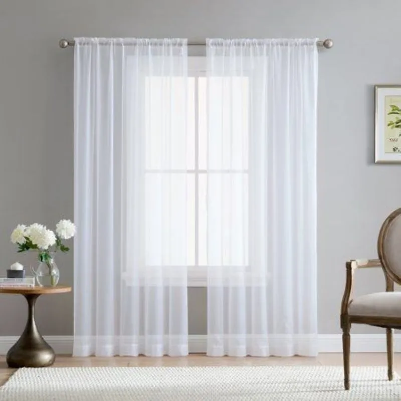 Gorden Vitrase Putih Polos Minimalis - Tirai Jendela Ruang Tamu / Kamar Tidur Elegan